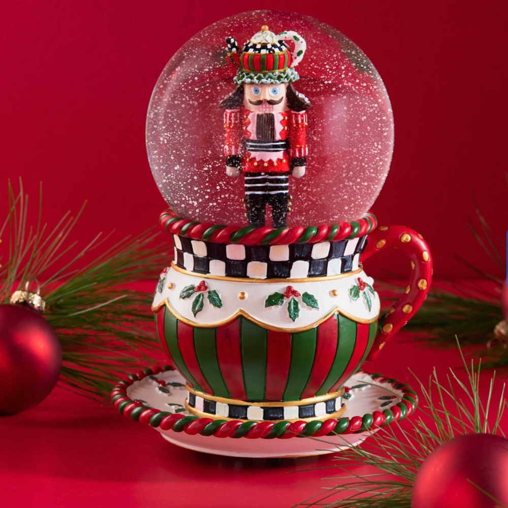 Limited Edition Teapot Nutcracker Snow Globe NIB